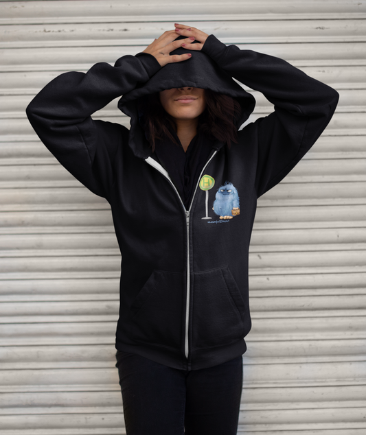 Unisex Hoodie Jacke XXL Druck Kruegerhausdesign Monster in schwarz Gr. 3XL, Auf zur Arbeit Kollegen ärgern!