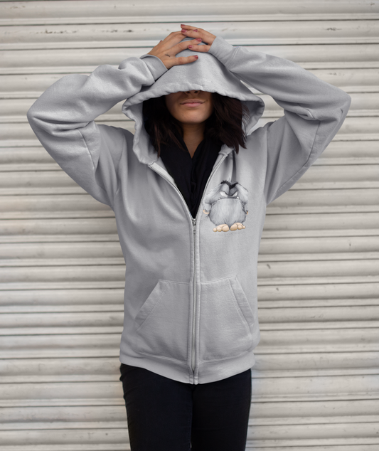 Unisex Hoodie Jacke XXL Druck in grau Gr. M, Guck mich nicht in diesem Tan an!