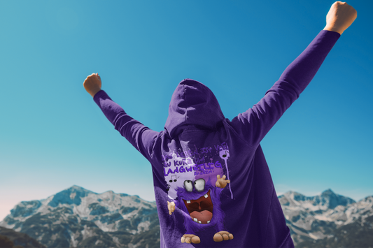 Unisex Hoodie Jacke XXL Druck Kruegerhausdesign Monster in lila Gr. XL, Das Leben ist viel zu kurz um normal zu sein!