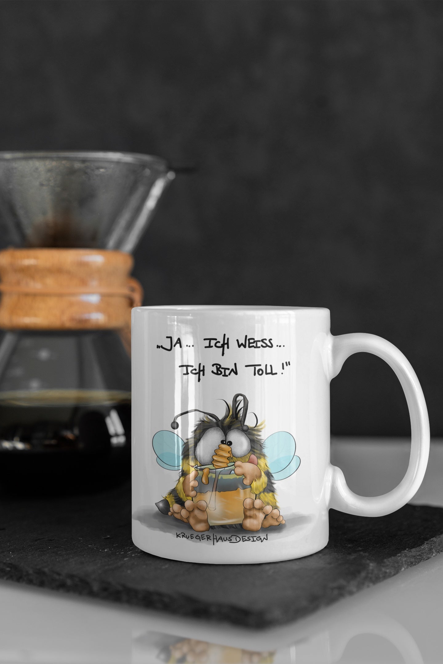 Tasse, Kaffeetasse Kruegerhausdesign Monster und Spruch "Ja.. ich weiß ..." Volldruck