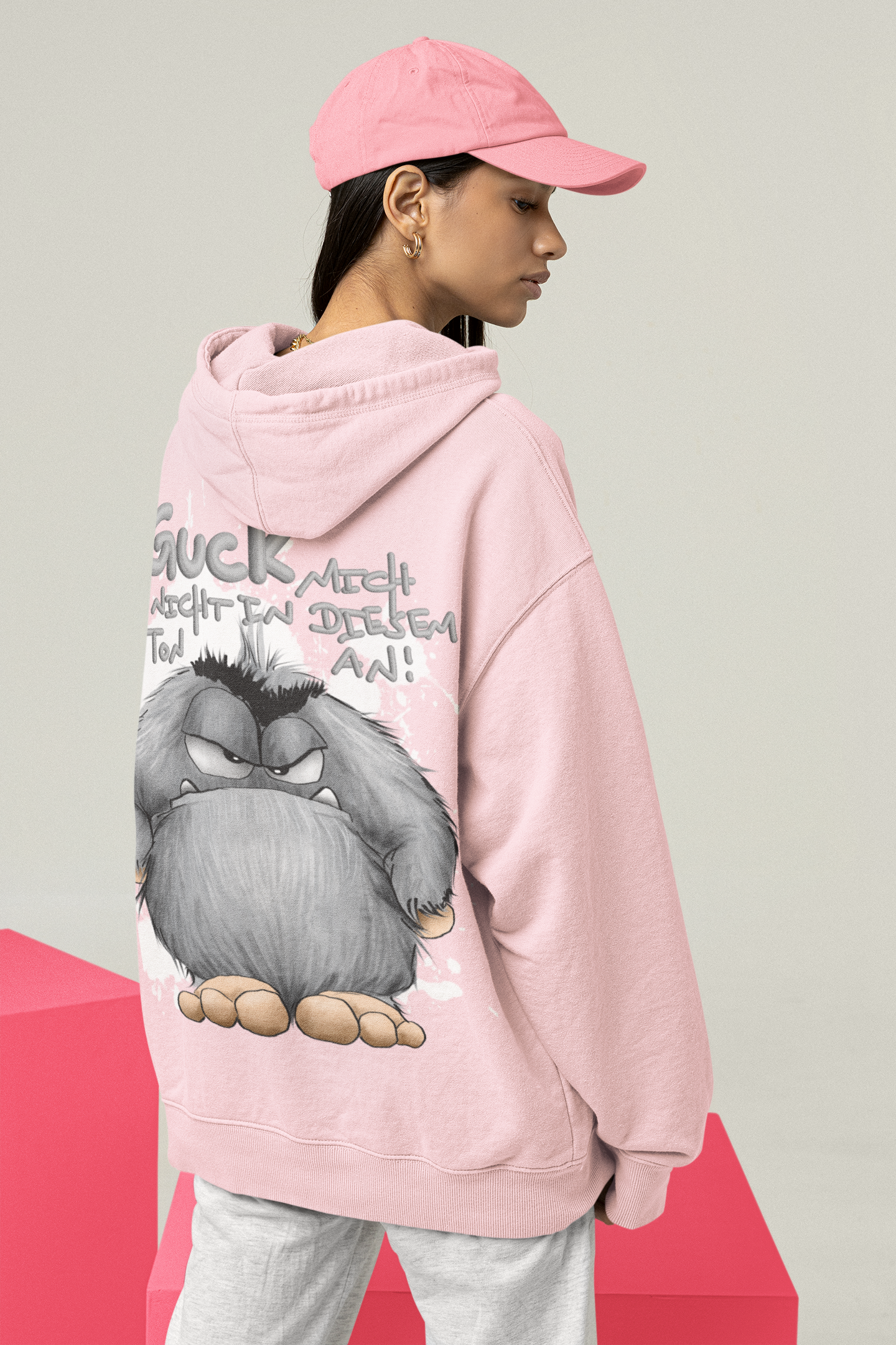 Unisex Hoodie XXL Druck Kruegerhausdesign Monster in light rose, Motivwahl siehe Bilder