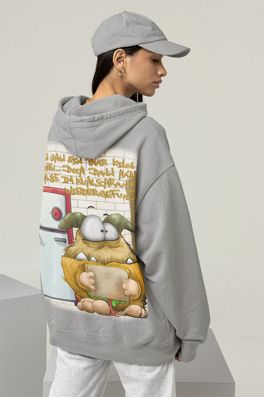Unisex Hoodie Jacke XXL Druck Kruegerhausdesign Monster in grau Gr.L, Ich hab schon ein paar Kilos verloren...