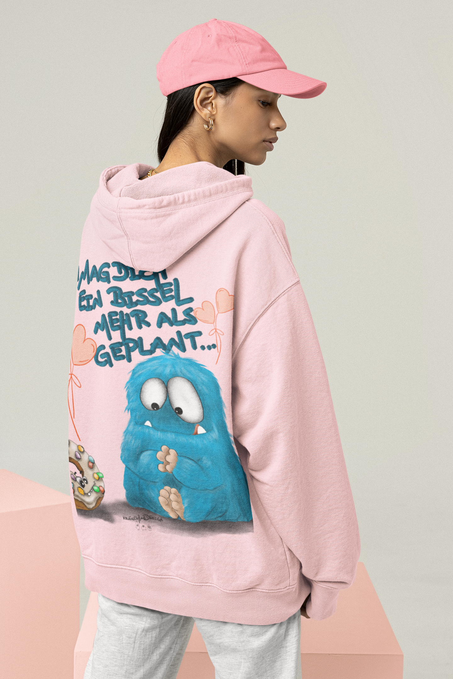 Unisex Hoodie XXL Druck Kruegerhausdesign Monster in light rose, Motivwahl siehe Bilder