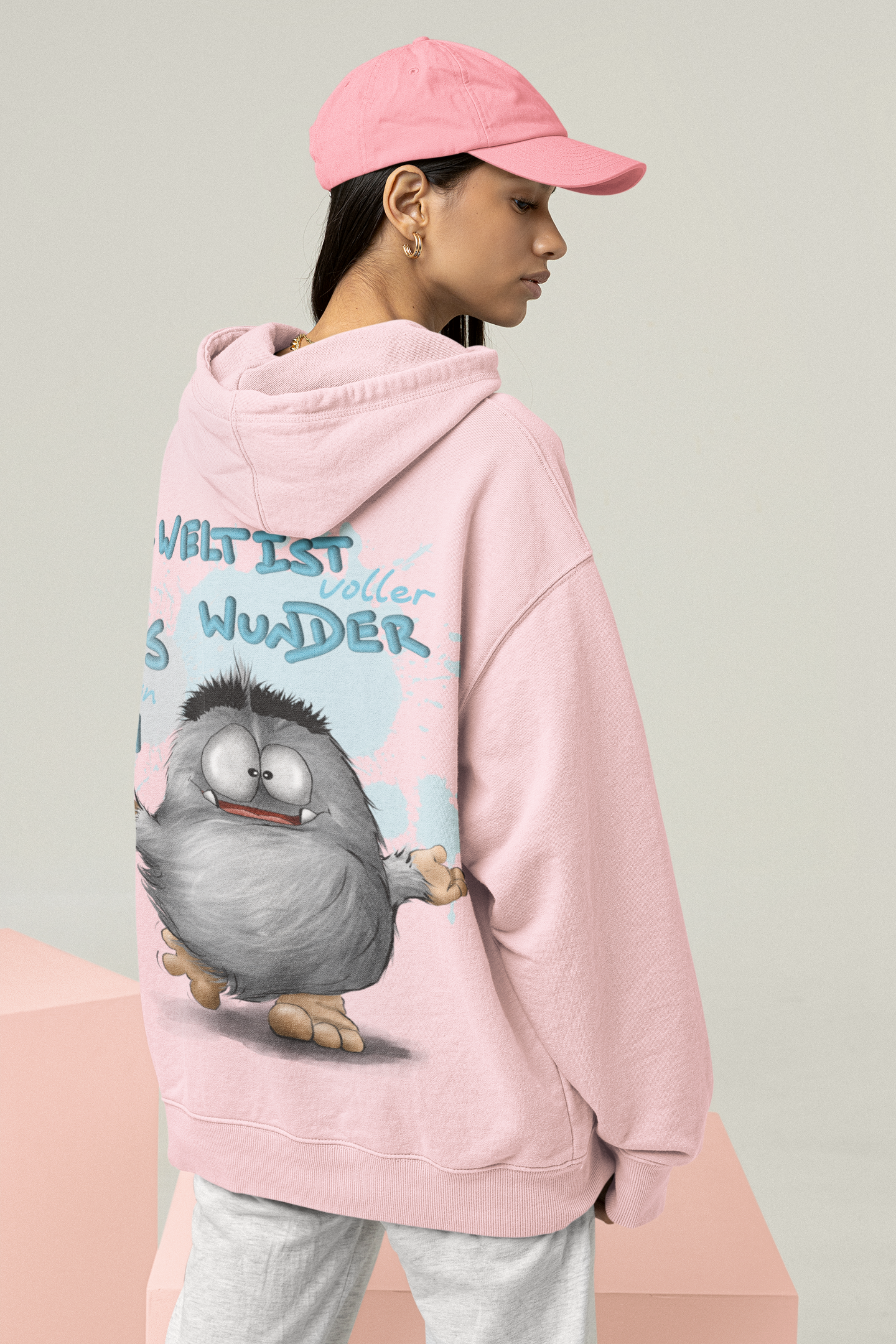 Unisex Hoodie XXL Druck Kruegerhausdesign Monster in light rose, Motivwahl siehe Bilder