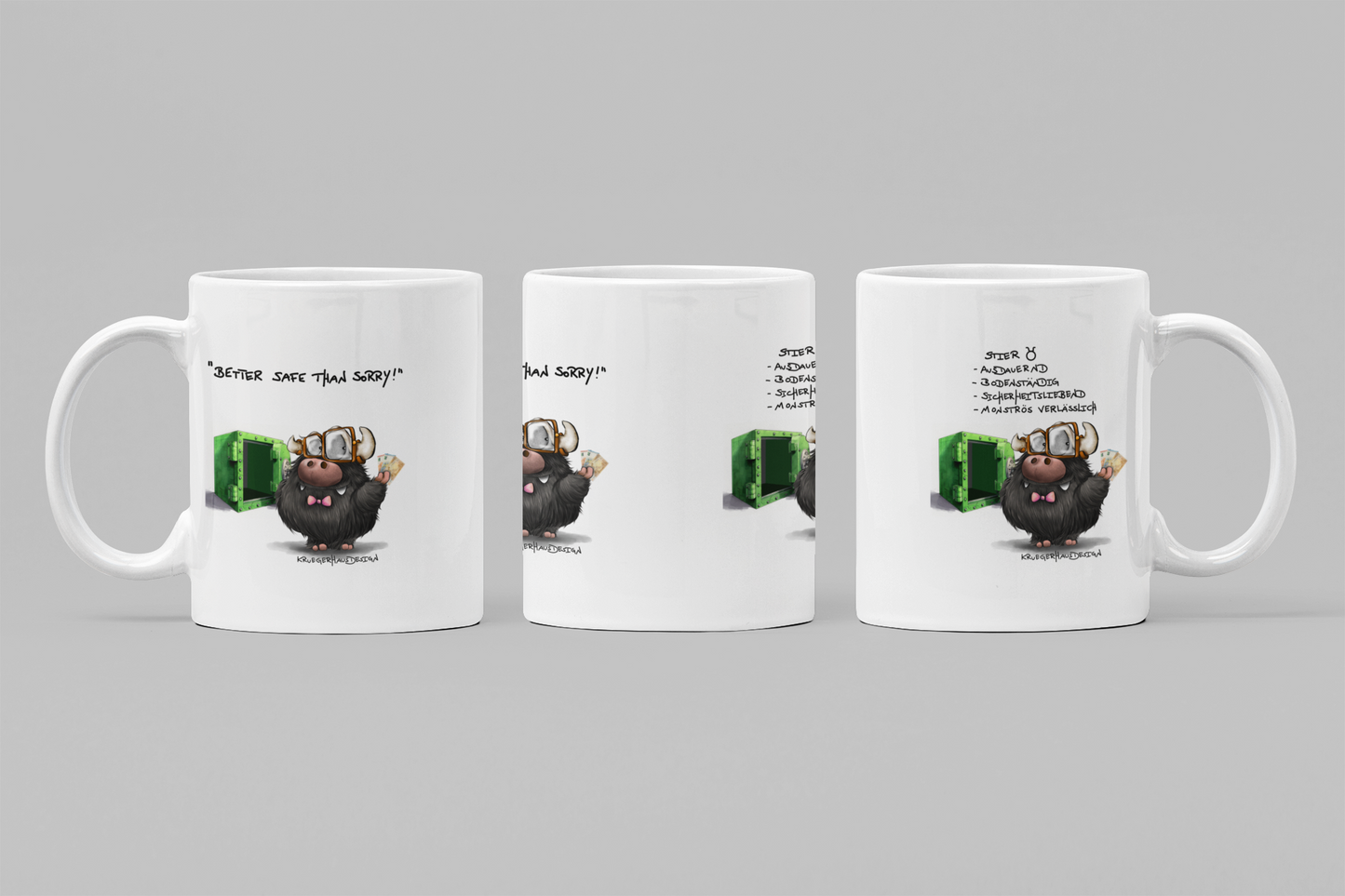 Tasse, Kaffeetasse Kruegerhausdesign Sternzeichen Stier Monster