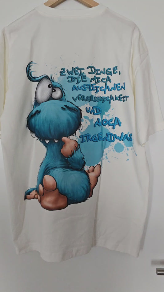 T-Shirt mit XXL Druck Kruegerhausdesign Monster in creme Gr. S,M, L, XL, XXL, 3XL, Zwei Dinge, die mich auszeichnen..., limitierte Auflage