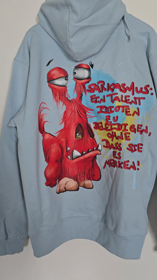 Unisex Hoodie XXL Druck Kruegerhausdesign Monster in hellblau Gr. XL, Monster: Sarkasmus: Ein Talent...