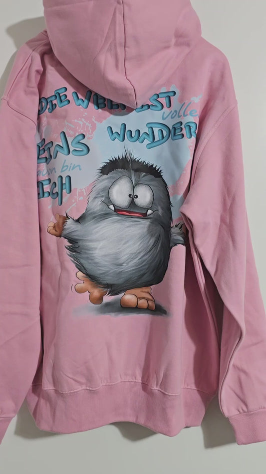 Unisex Hoodie XXL Druck Kruegerhausdesign Monster Horst, rosa, Gr. XL, Die Welt ist voller Wunder...