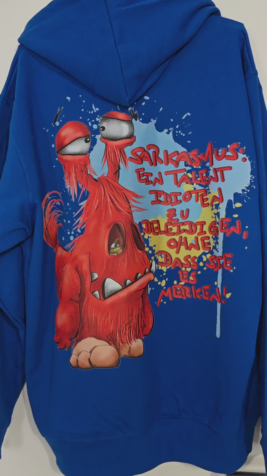 Unisex Hoodie XXL Druck Kruegerhausdesign Monster in royal blau Gr. 3XL, Monster: Sarkasmus: Ein Talent...