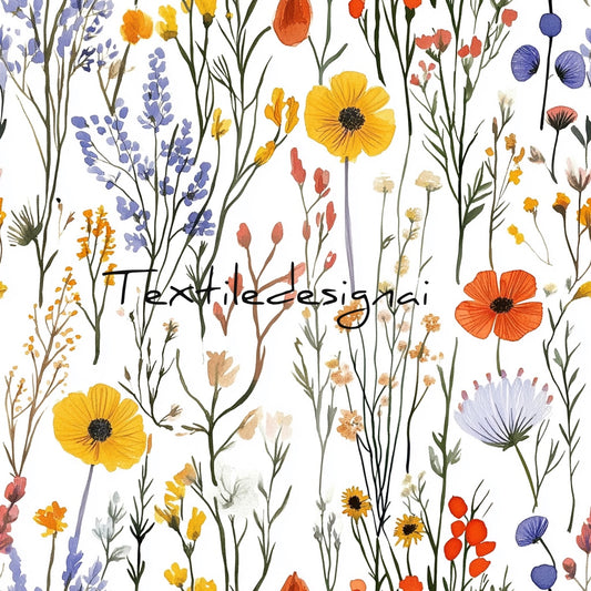 Digitale Stoffdesign, Tapeten oder Papeterie Design, Aquarell Flowers 001, Blumen
