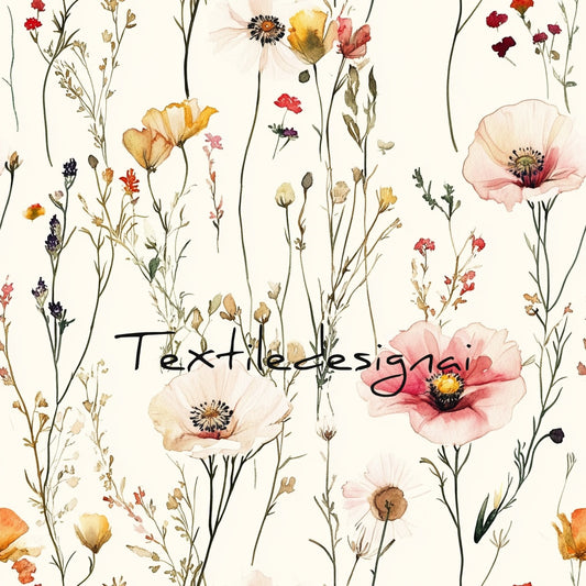 Digitale Stoffdesign, Tapeten oder Papeterie Design, Aquarell Flowers 001, Blumen