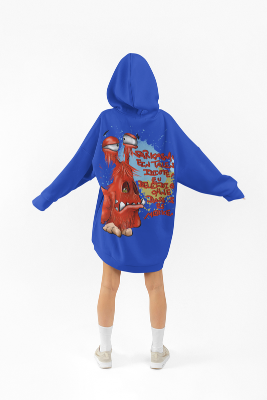 Unisex Hoodie XXL Druck Kruegerhausdesign Monster in royal blau Gr. 3XL, Monster: Sarkasmus: Ein Talent...
