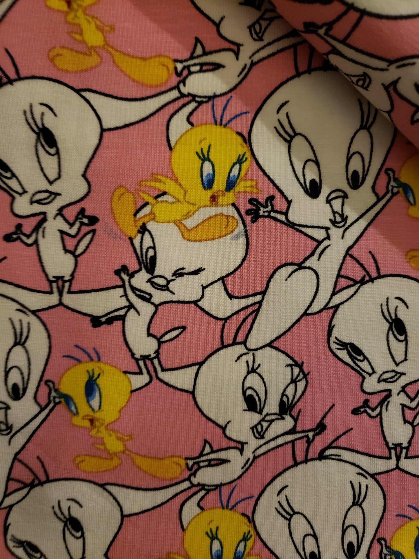 Looney Tunes Jersey Stoff rosa mit Tweety , Lizenzstoff