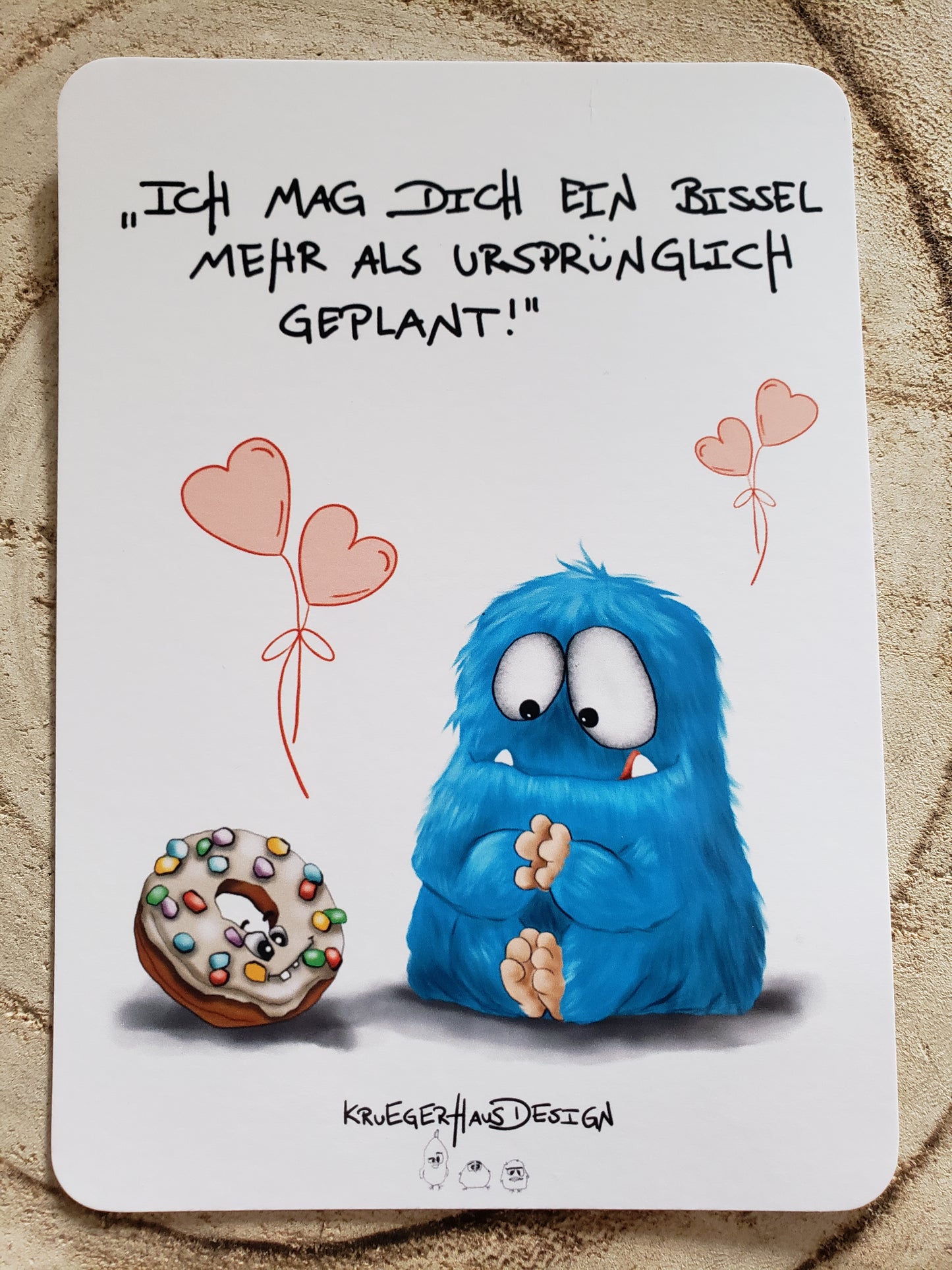 Postkarte Monster Kruegerhausdesign  "Ich mag dich ein bissel..."