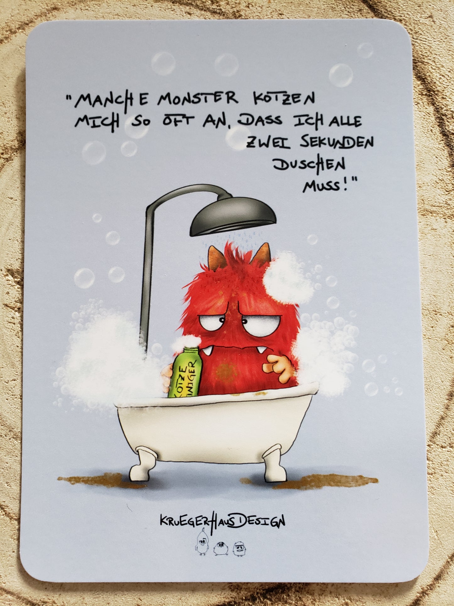 Postkarte Monster Kruegerhausdesign  "Manche Monster kotzen mich..."