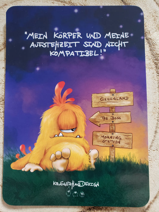 Postkarte Monster Kruegerhausdesign  bunt"Mein Körper und meine"