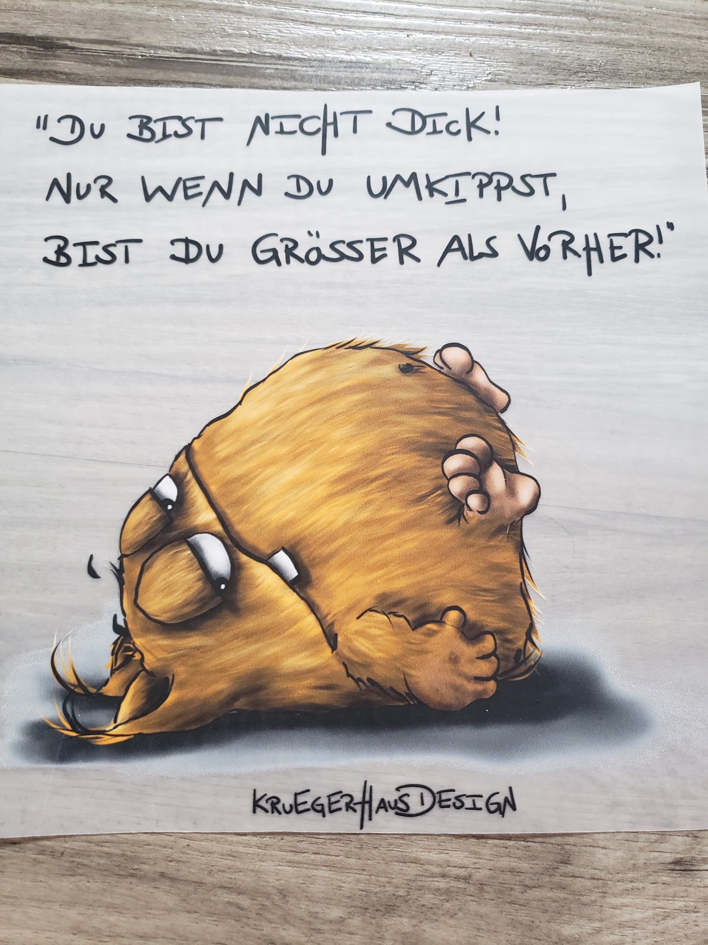 Bügelbild Kruegerhausdesign Monster, Du bist nicht dick..." mit Liebe illustriert