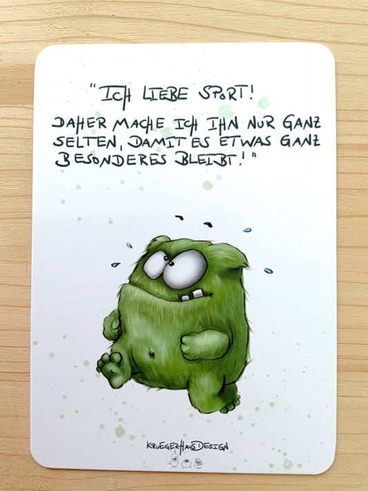 Postkarte Monster Kruegerhausdesign "Ich liebe Sport..."