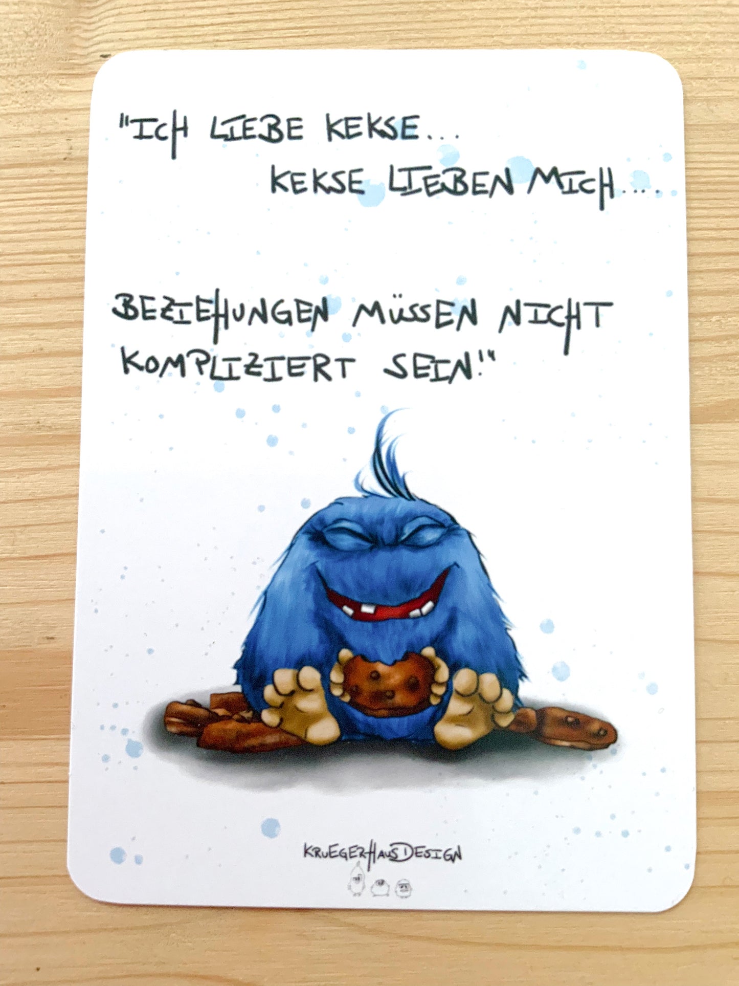 Postkarte Monster Kruegerhausdesign "Ich liebe Kekse... Kekse lieben mich...