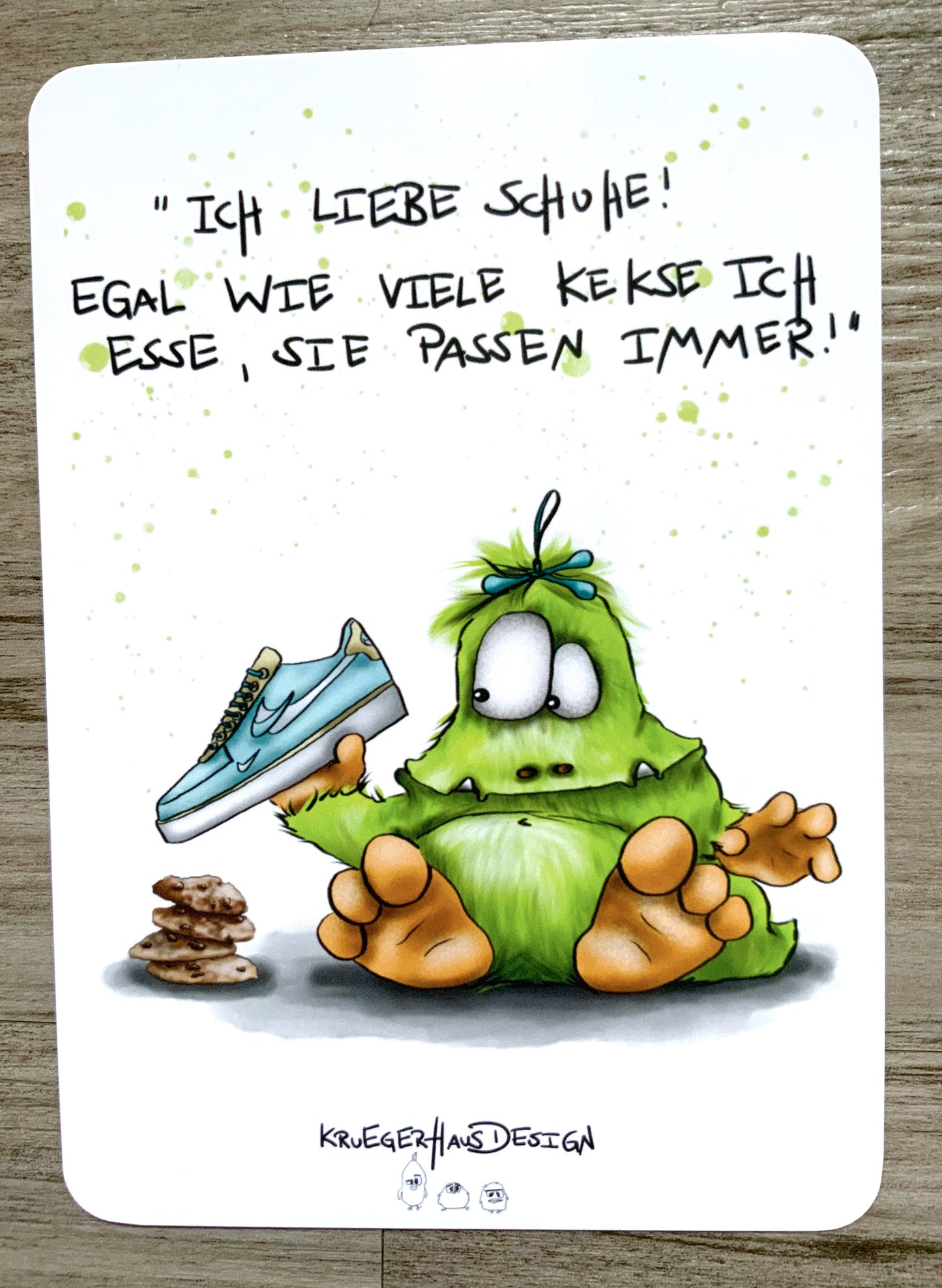 Postkarte Monster Kruegerhausdesign "Ich liebe Schuhe!..."