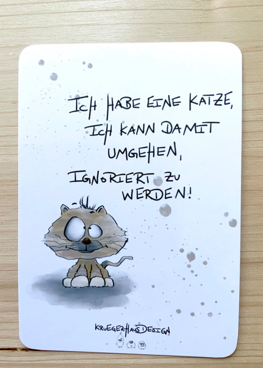 Postkarte Monster Kruegerhausdesign „Ich habe eine Katze…“
