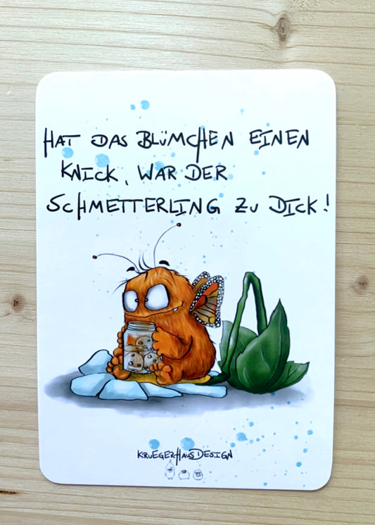 Postkarte Monster Kruegerhausdesign „Hat das Blümchen…“