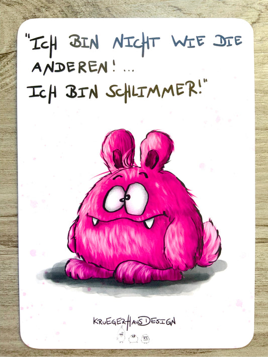 Postkarte Monster Kruegerhausdesign „Ich bin nicht wie… in Pink