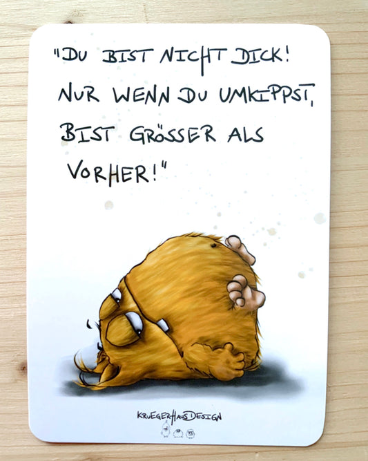 Postkarte Monster Kruegerhausdesign „Du bist nicht dick!“