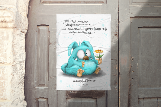 Poster von Kruegerhausdesign mit Monster und Spruch "Ich bin meinen Weihnachtsspeck..."